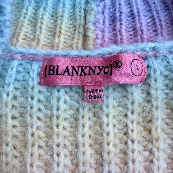 BlankNYC Rainbow Cardigan Sweater Girls L Large Pastel Pink Blue Yellow Unicorn - Picture 7 of 11